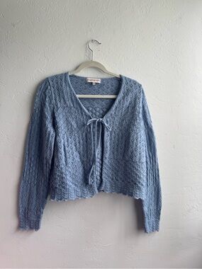 Willow and wind Light Blue Knit Tie-Front Sweater
